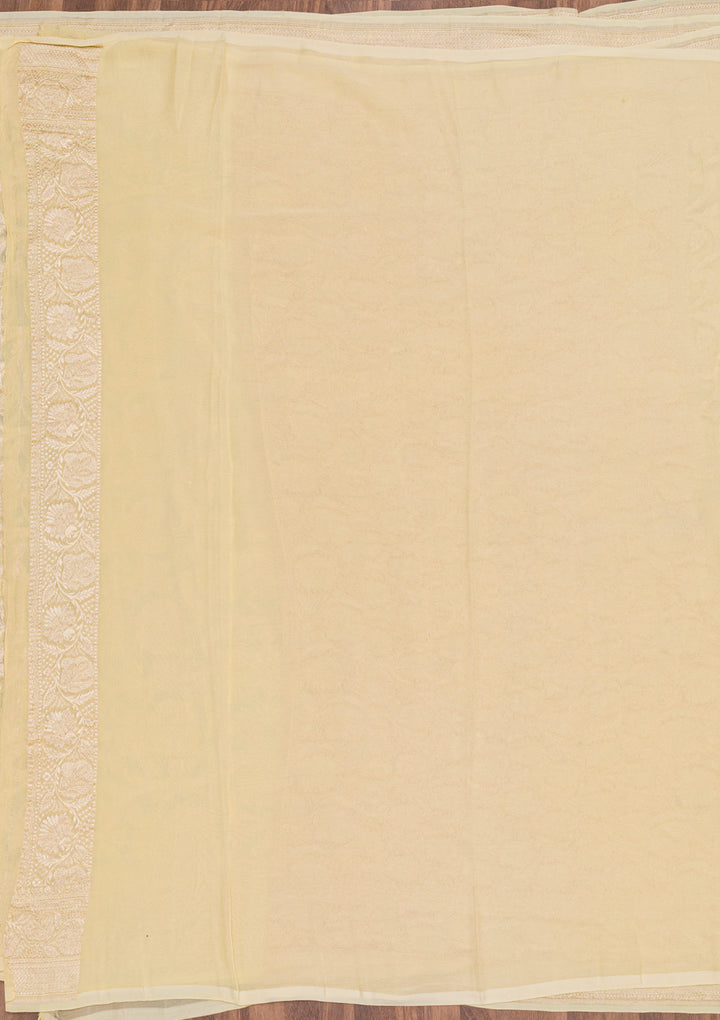 Cream Zariwork Banarasi Pure Silk Saree
