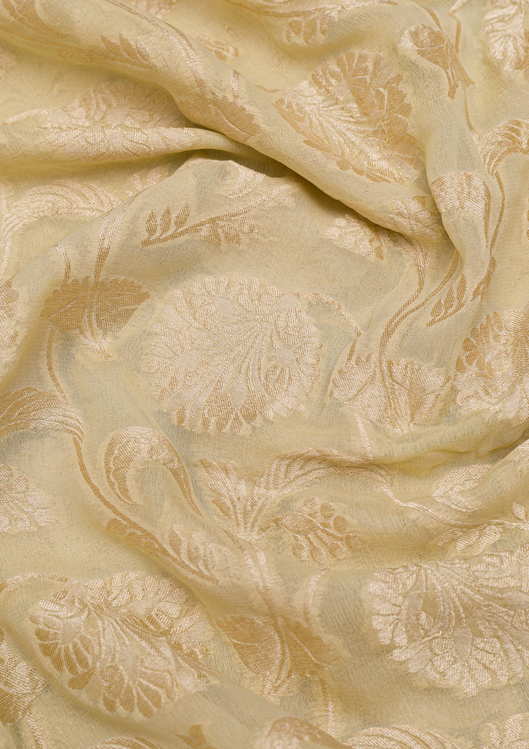 Cream Zariwork Banarasi Pure Silk Saree