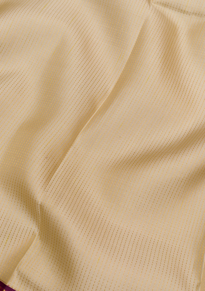 Cream Zariwork Kanjivaram Pure Silk Saree