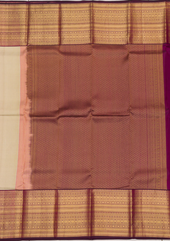 Cream Zariwork Kanjivaram Pure Silk Saree