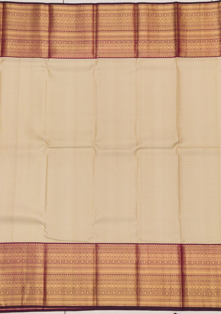 Cream Zariwork Kanjivaram Pure Silk Saree