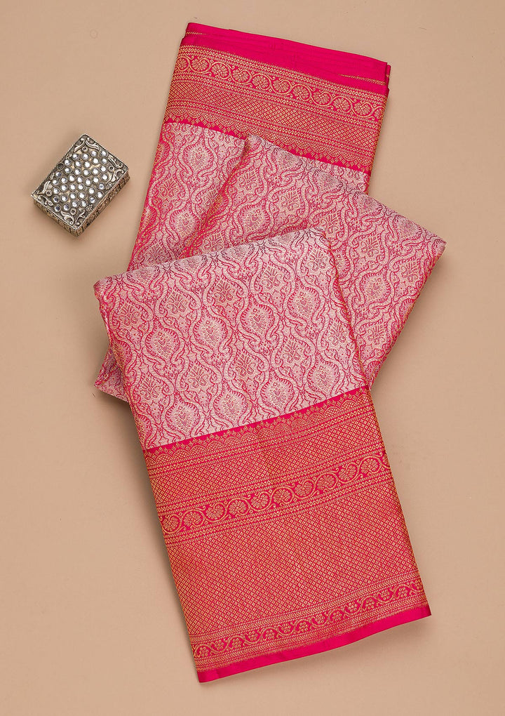 Light Pink Zariwork Pure Silk Saree
