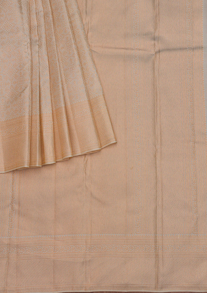 Cream Zariwork Pure Silk Saree