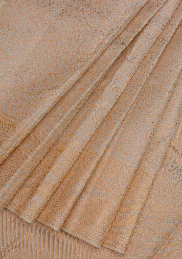 Cream Zariwork Pure Silk Saree