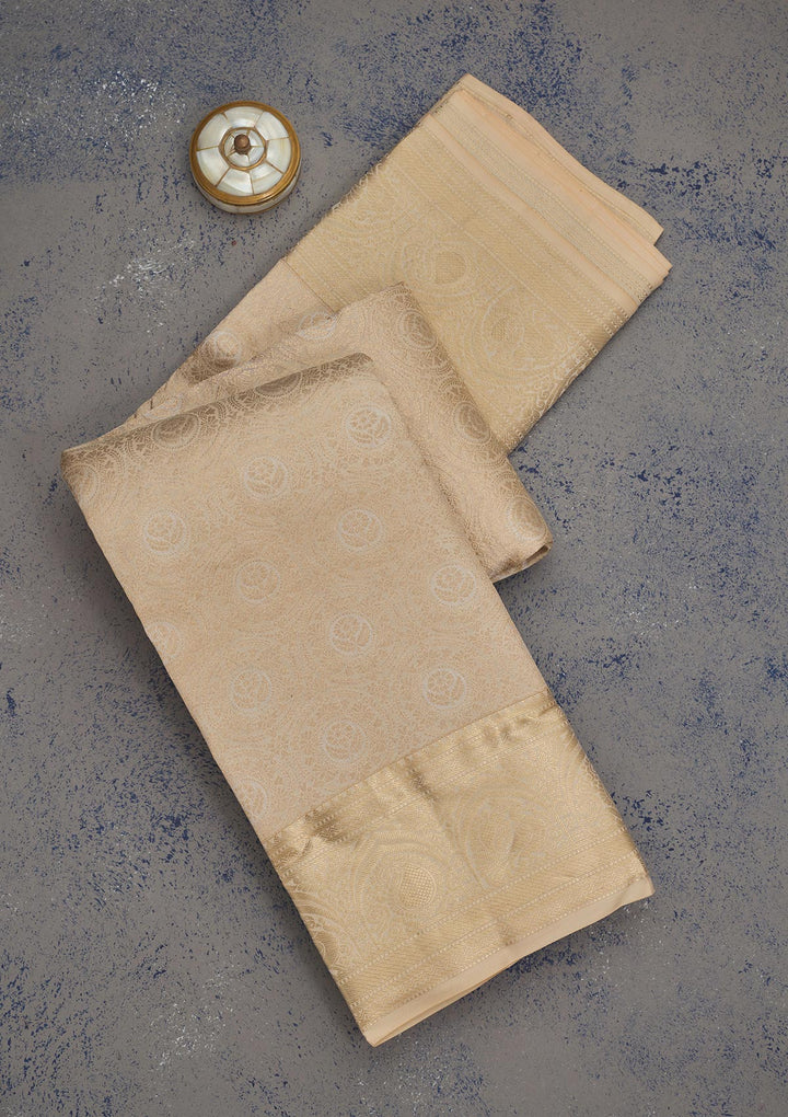Cream Zariwork Pure Silk Saree