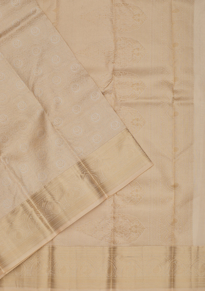 Cream Zariwork Pure Silk Saree