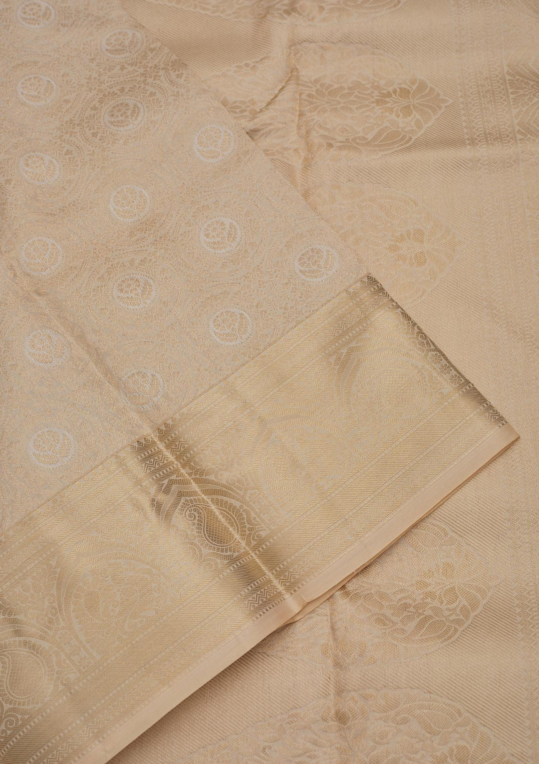 Cream Zariwork Pure Silk Saree