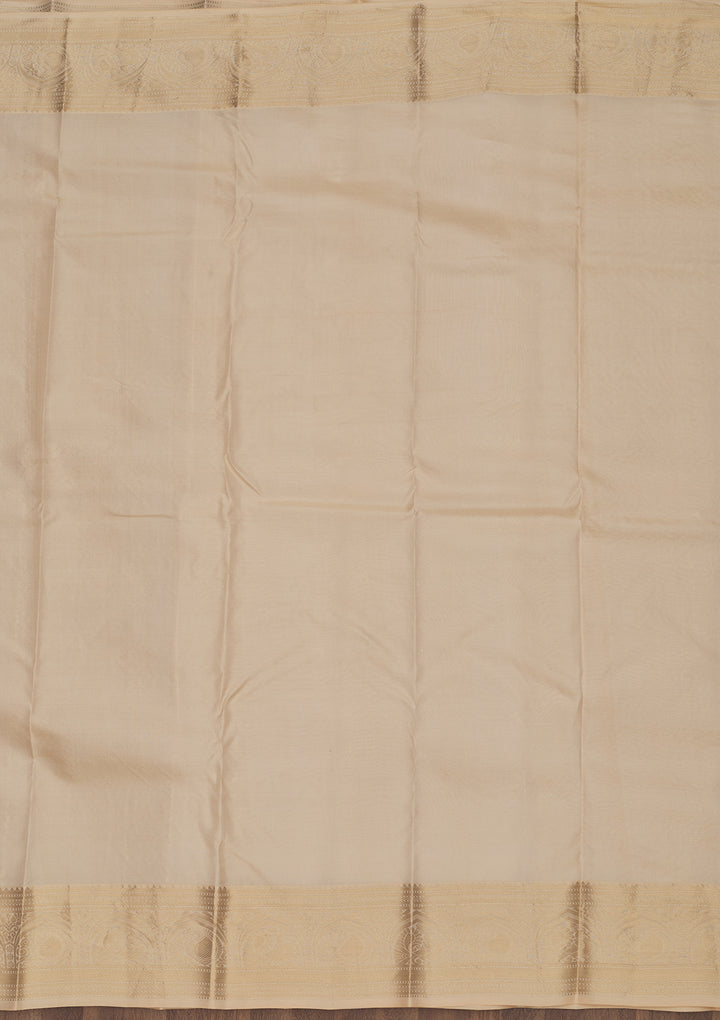 Cream Zariwork Pure Silk Saree