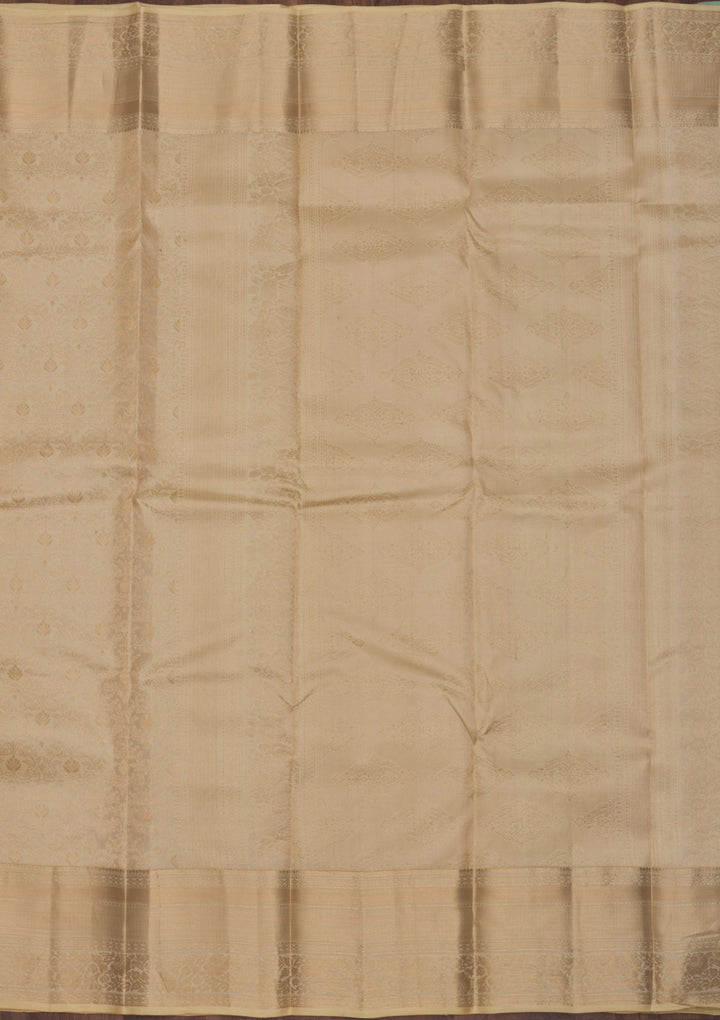 Cream Zariwork Pure Silk Saree