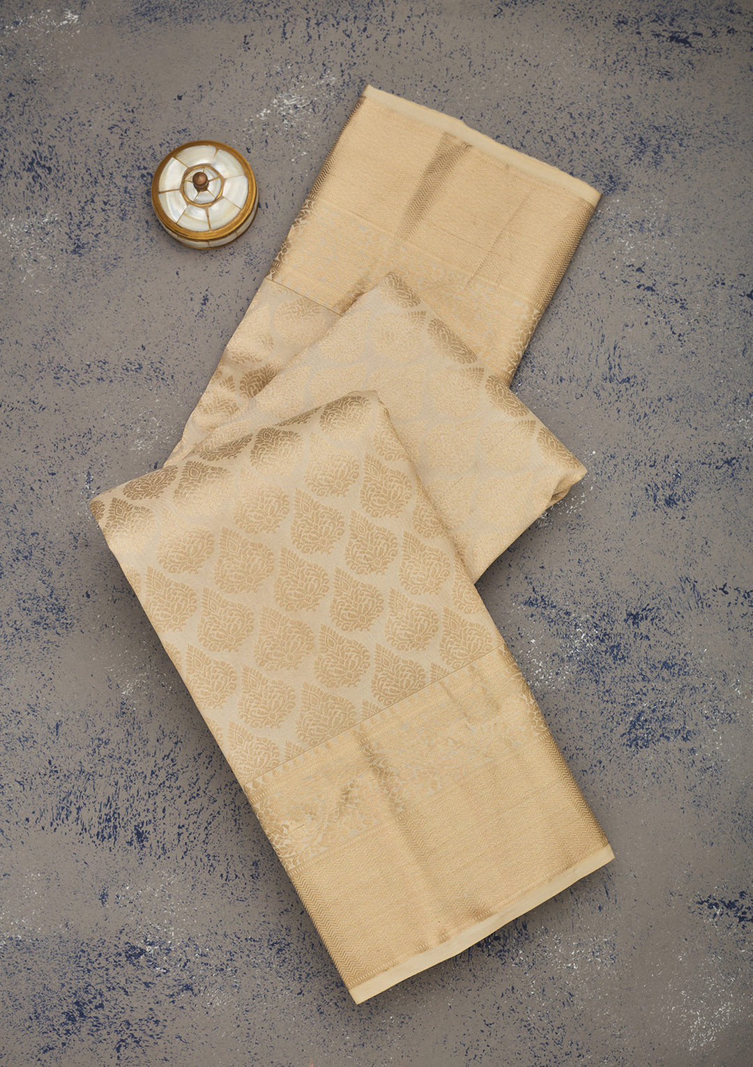 Cream Zariwork Pure Silk Saree
