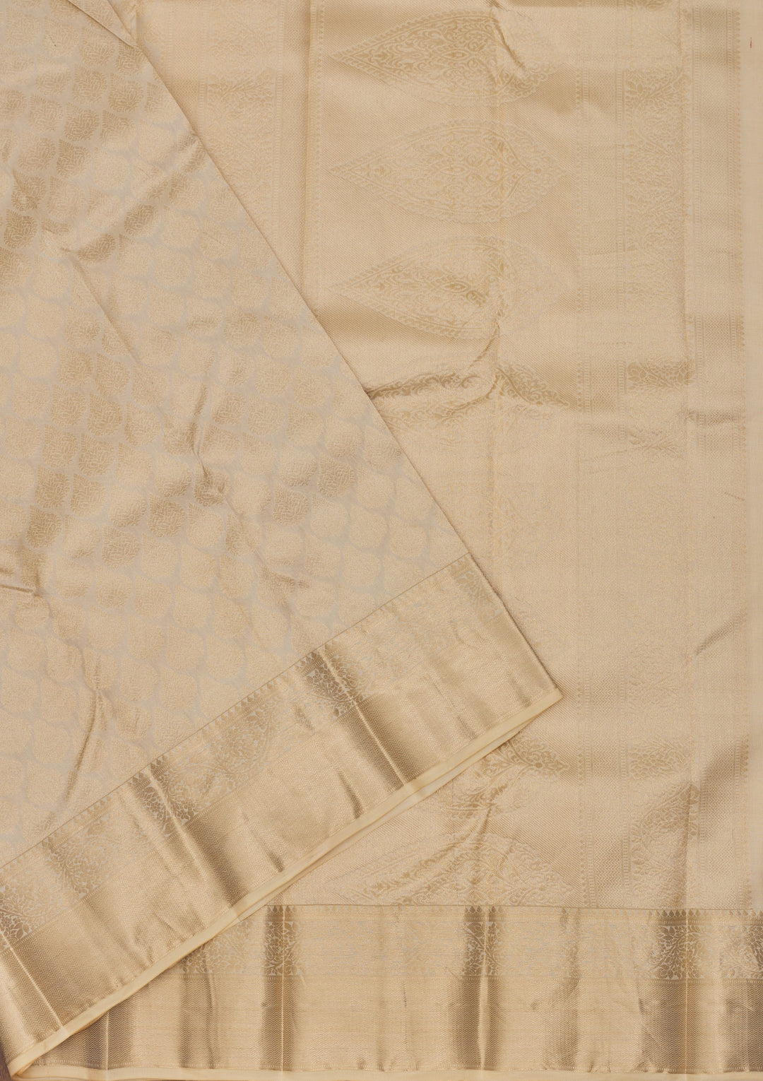 Cream Zariwork Pure Silk Saree