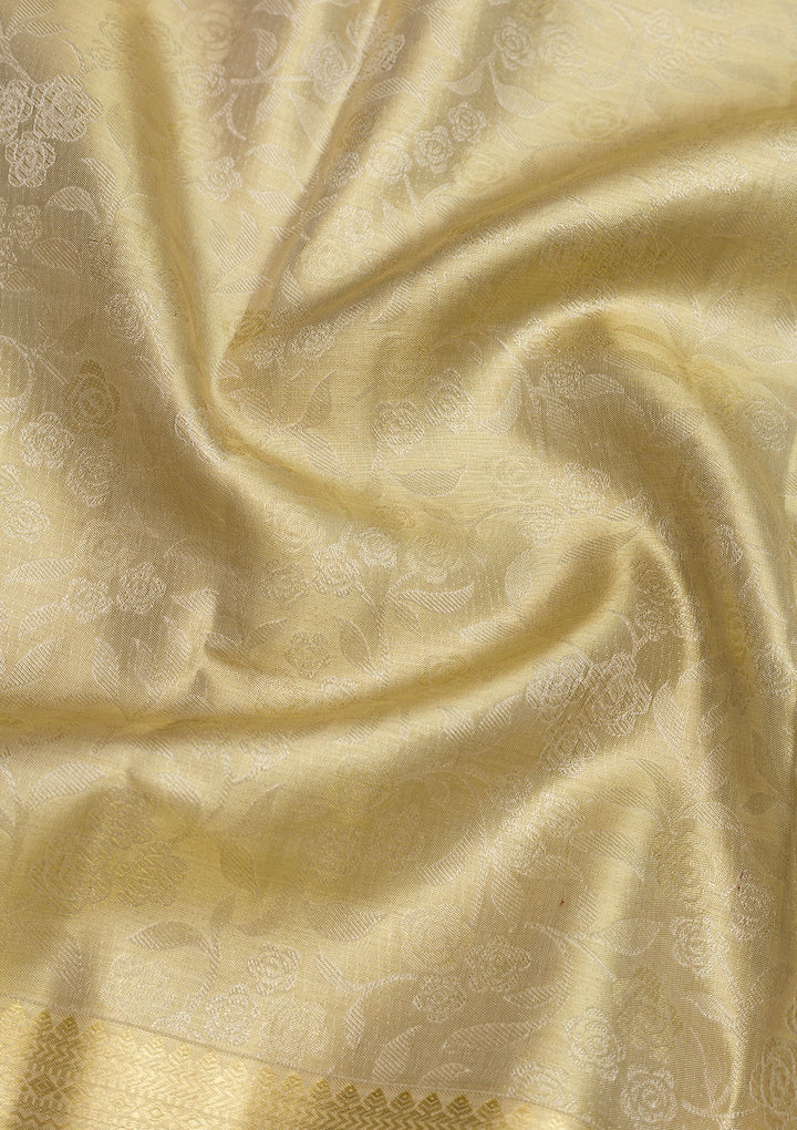 Cream Zariwork Pure Silk Saree