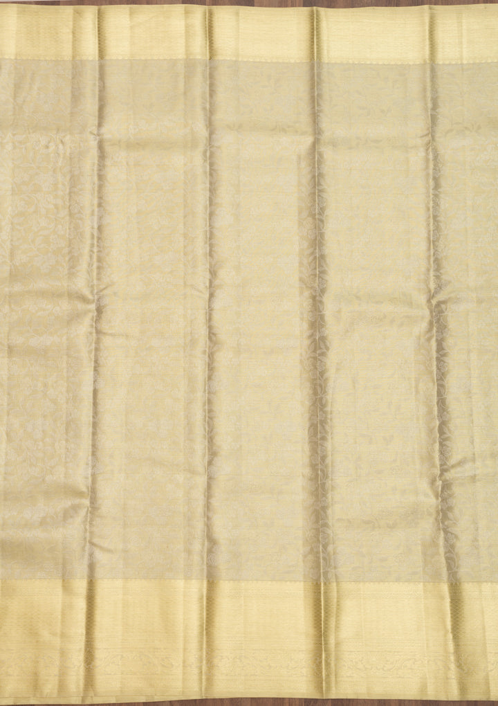 Cream Zariwork Pure Silk Saree