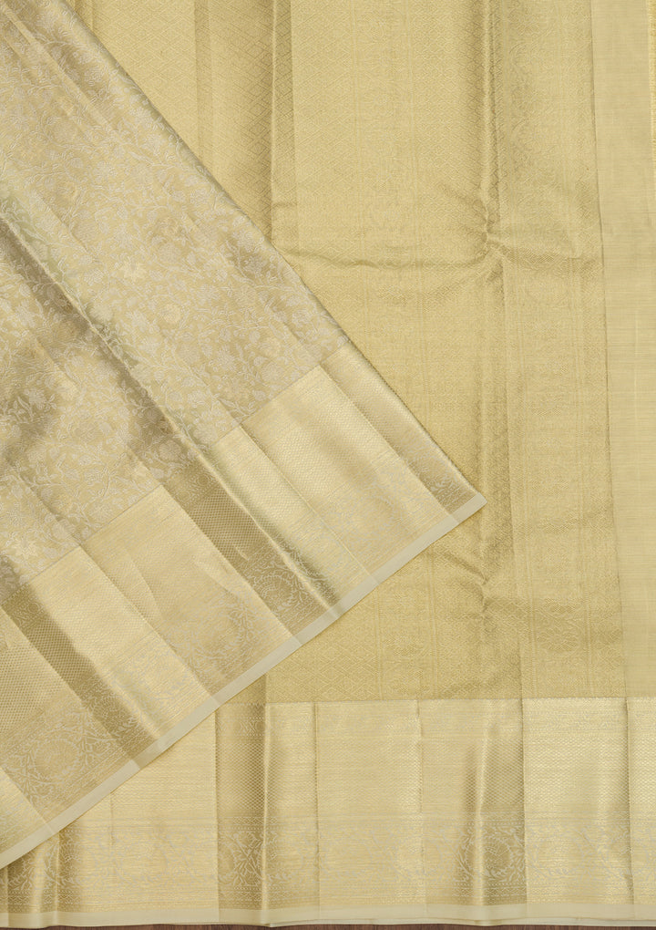 Cream Zariwork Pure Silk Saree