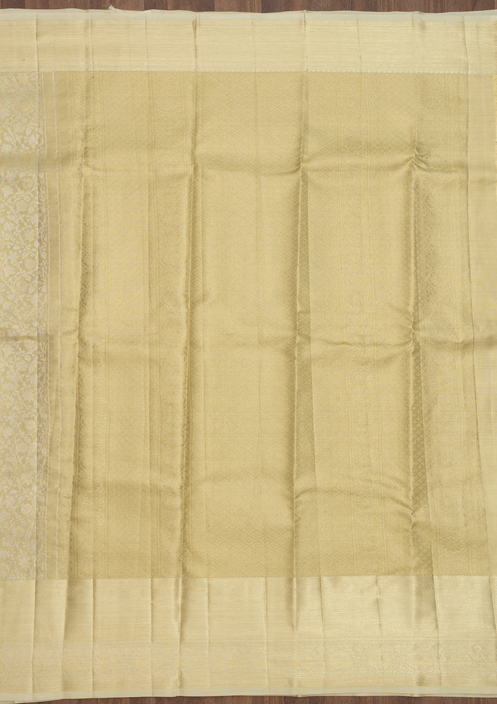 Cream Zariwork Pure Silk Saree