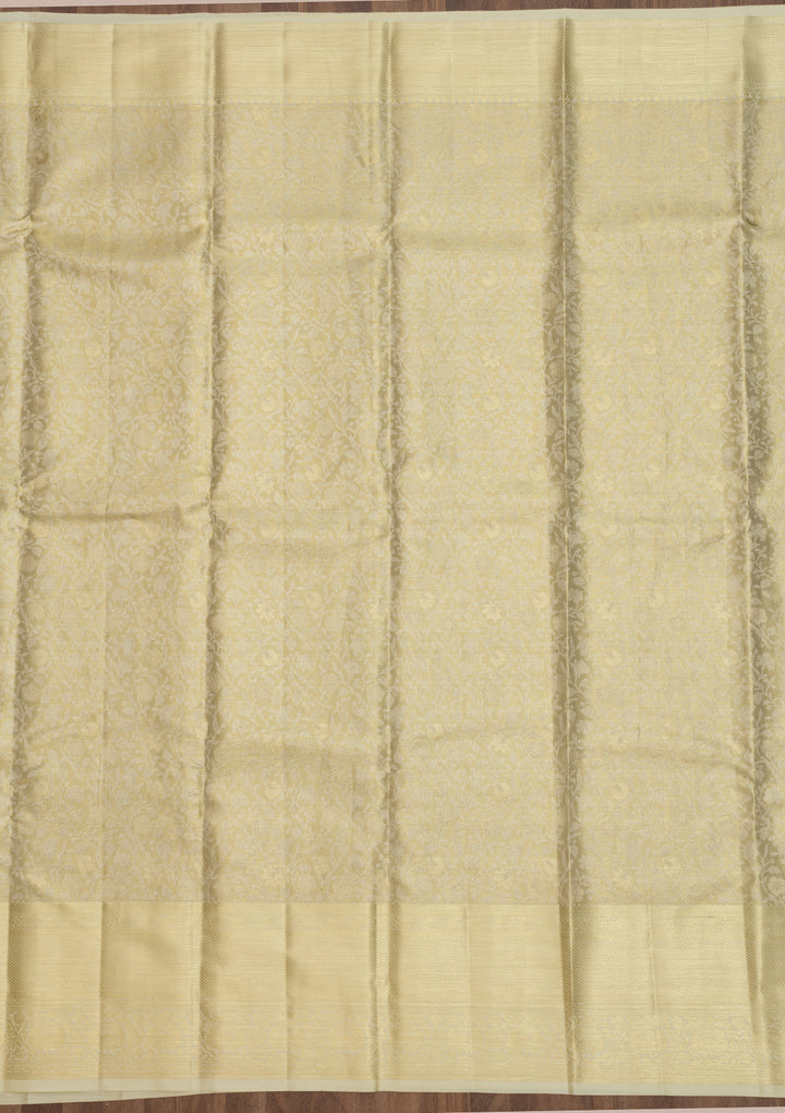 Cream Zariwork Pure Silk Saree