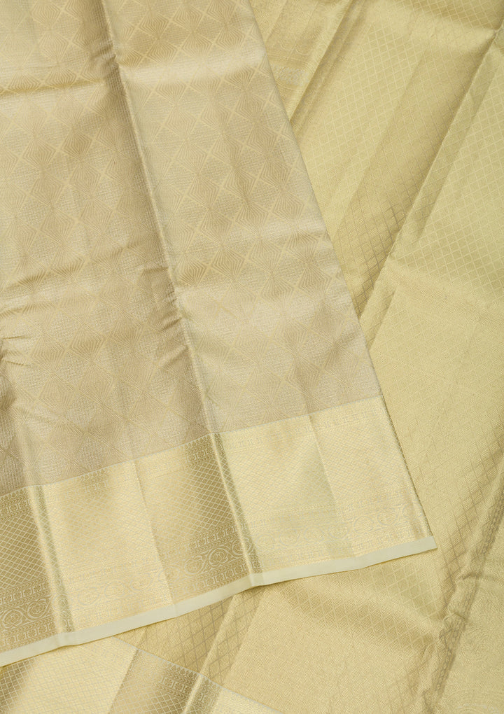 Cream Zariwork Kanjivaram Pure Silk Saree