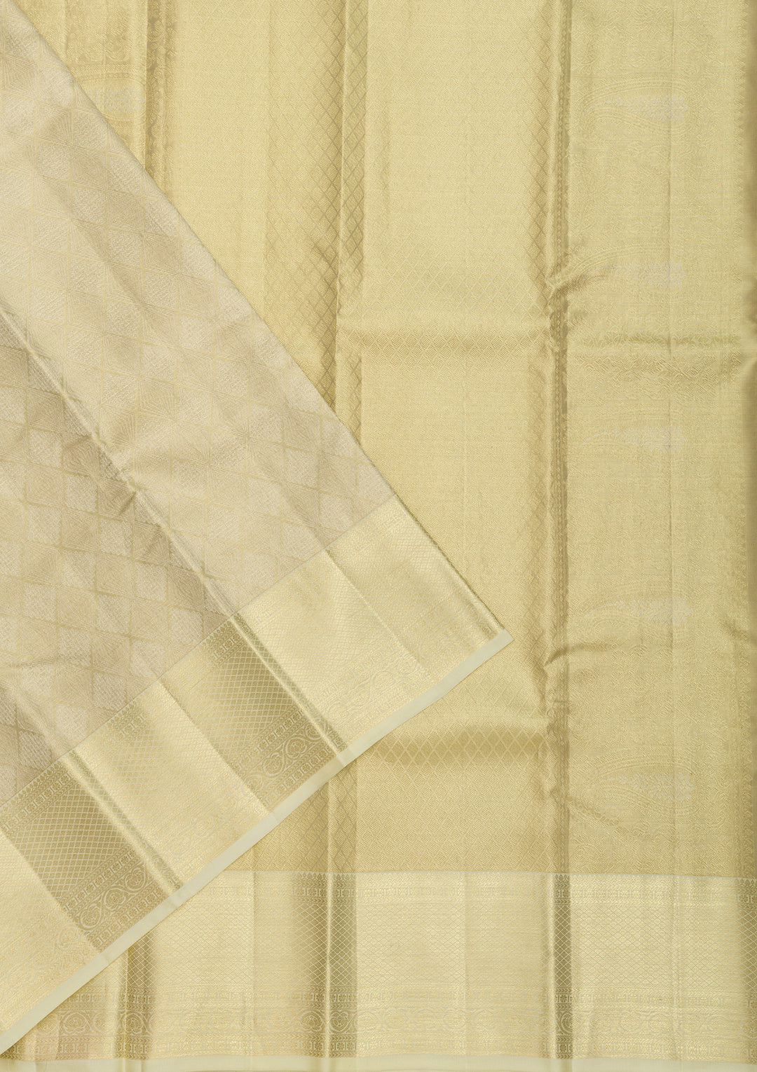 Cream Zariwork Kanjivaram Pure Silk Saree