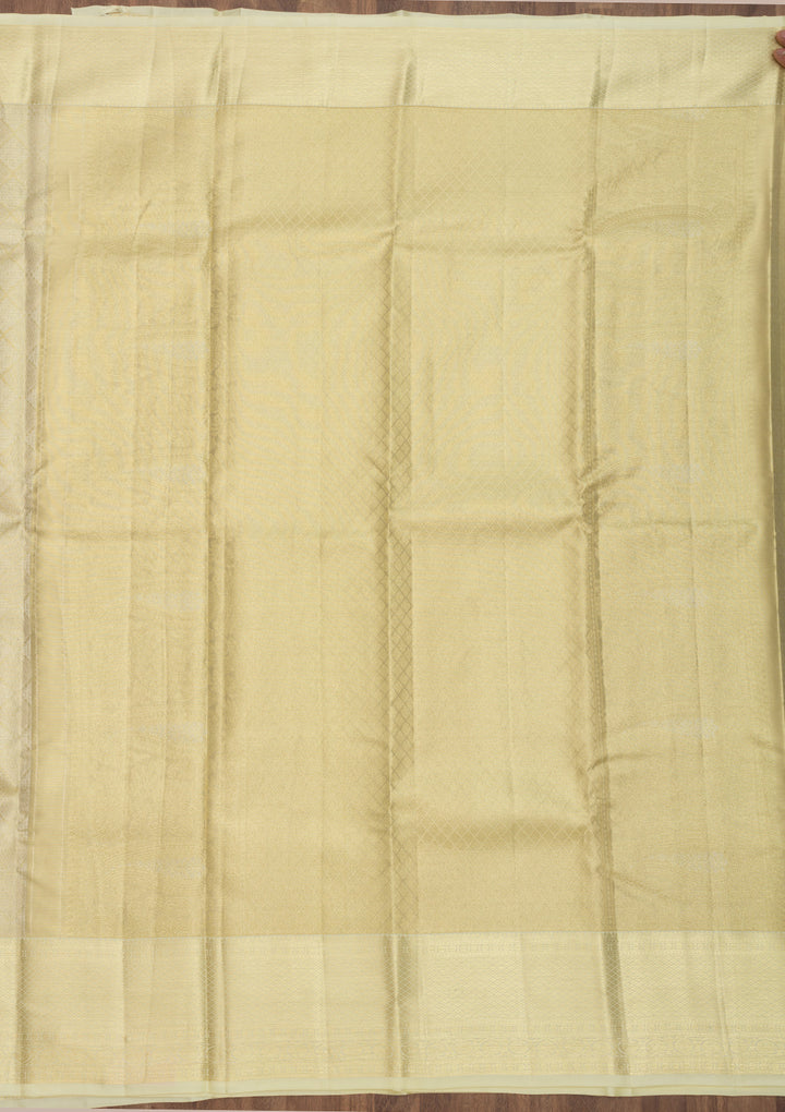 Cream Zariwork Kanjivaram Pure Silk Saree