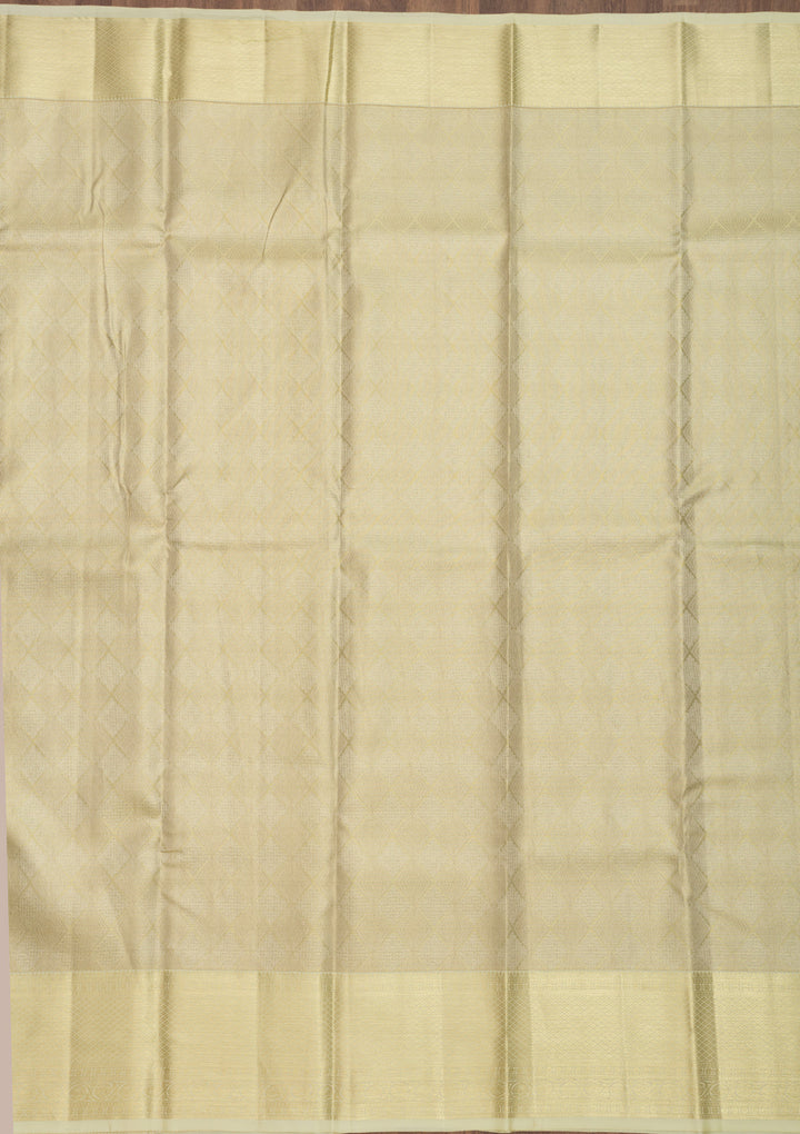 Cream Zariwork Kanjivaram Pure Silk Saree