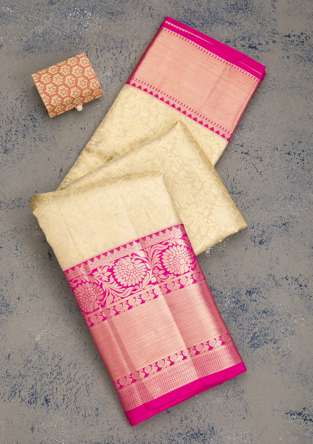 Cream Zariwork Pure Silk Saree