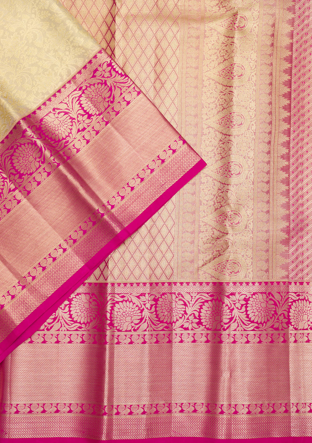 Cream Zariwork Pure Silk Saree