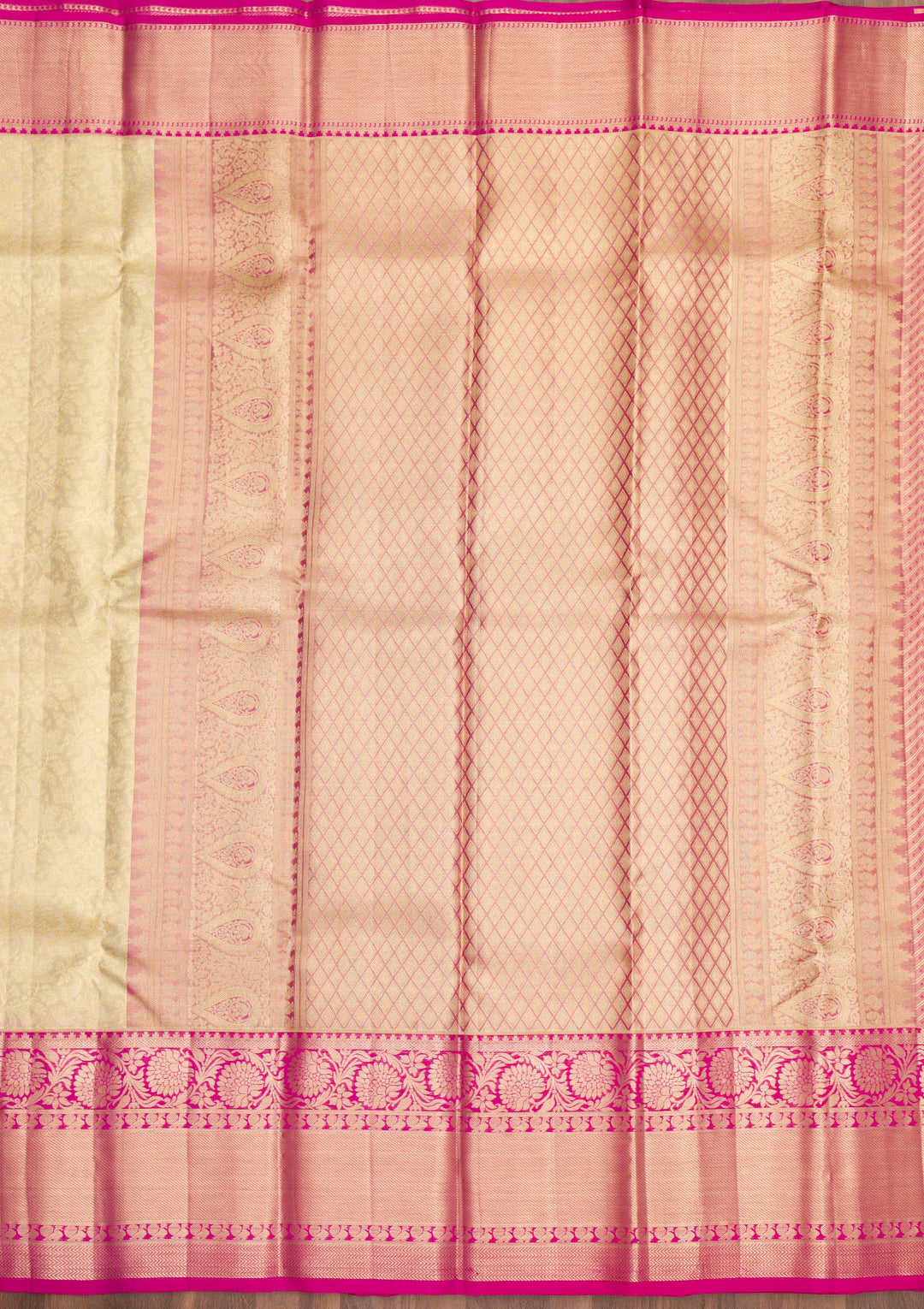Cream Zariwork Pure Silk Saree