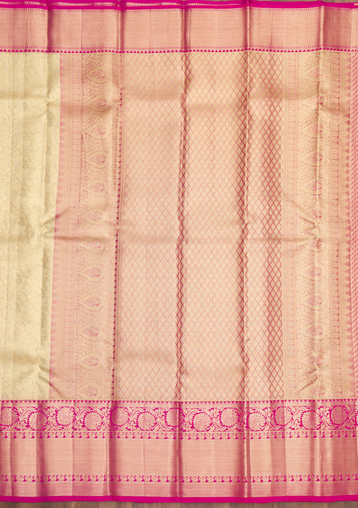 Cream Zariwork Pure Silk Saree