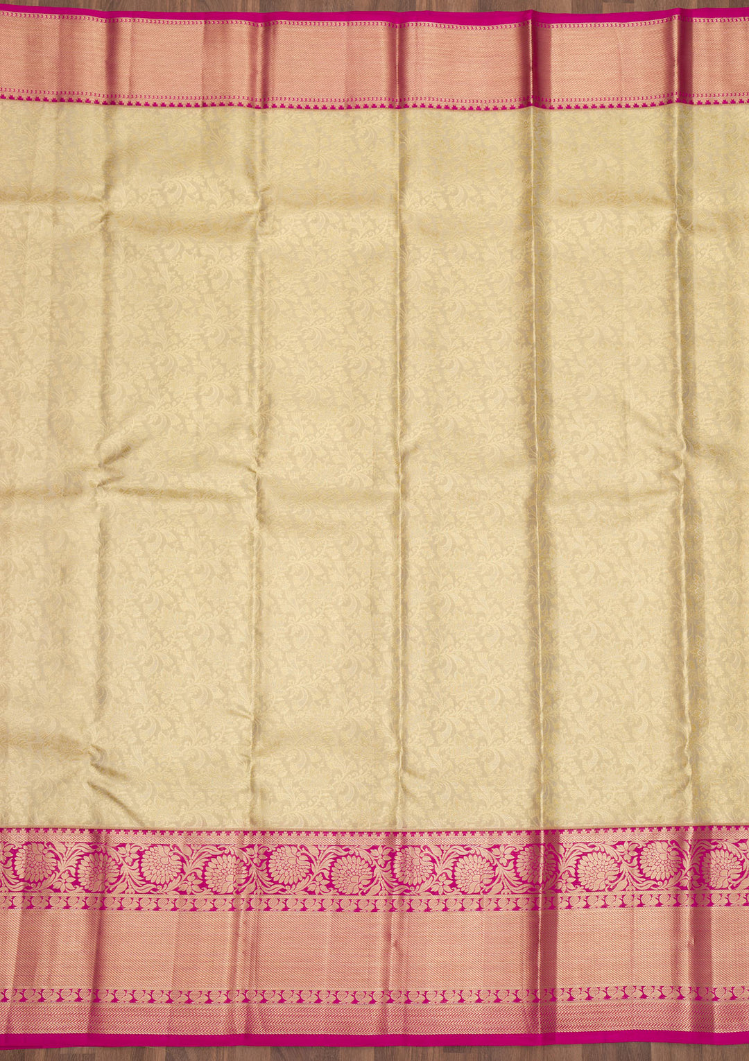 Cream Zariwork Pure Silk Saree