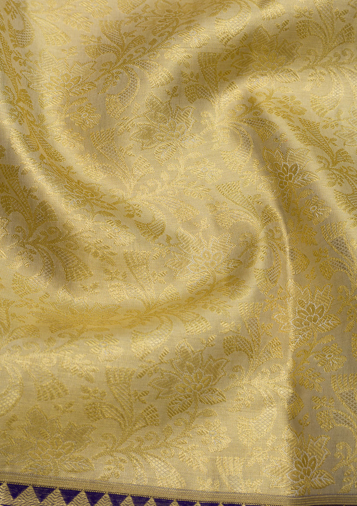Cream Zariwork Kanjivaram Pure Silk Saree
