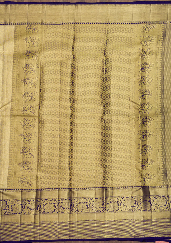 Cream Zariwork Kanjivaram Pure Silk Saree