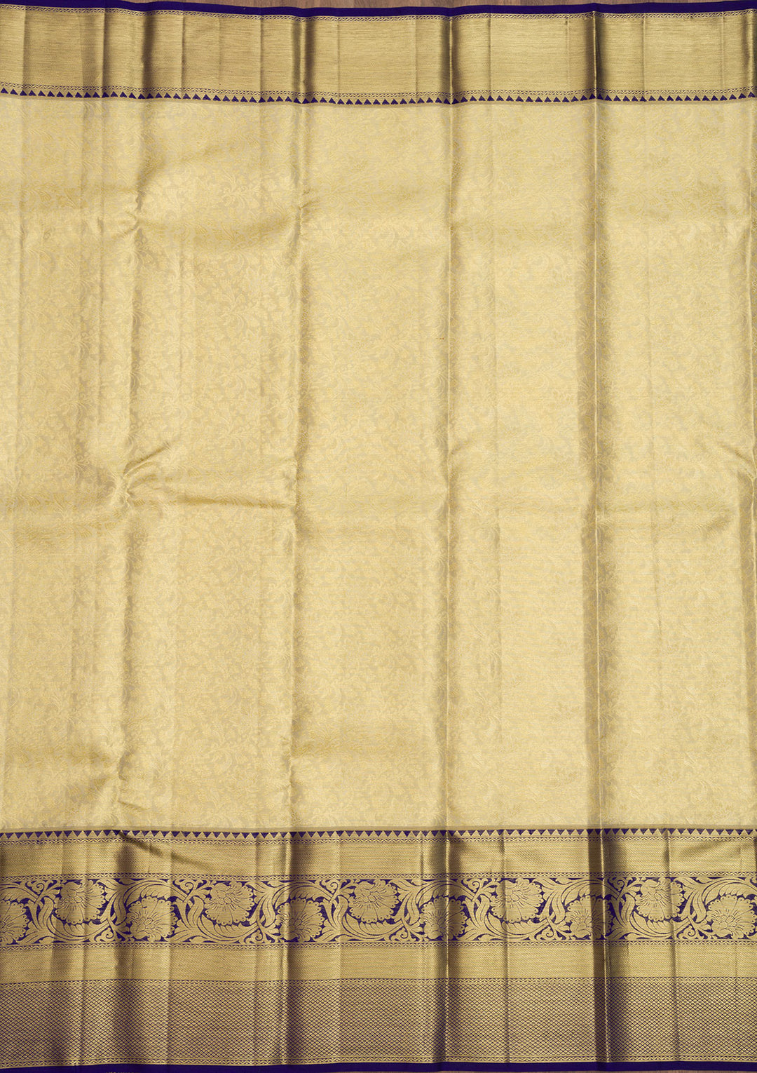 Cream Zariwork Kanjivaram Pure Silk Saree