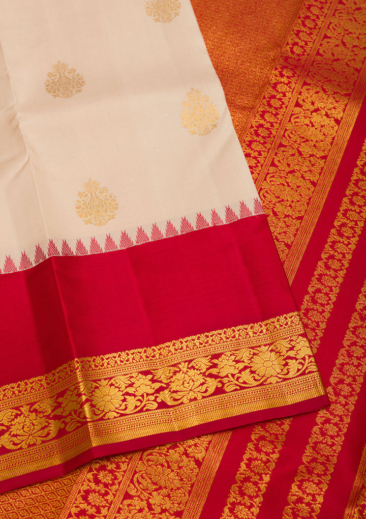 Cream Zariwork Pure Silk Saree