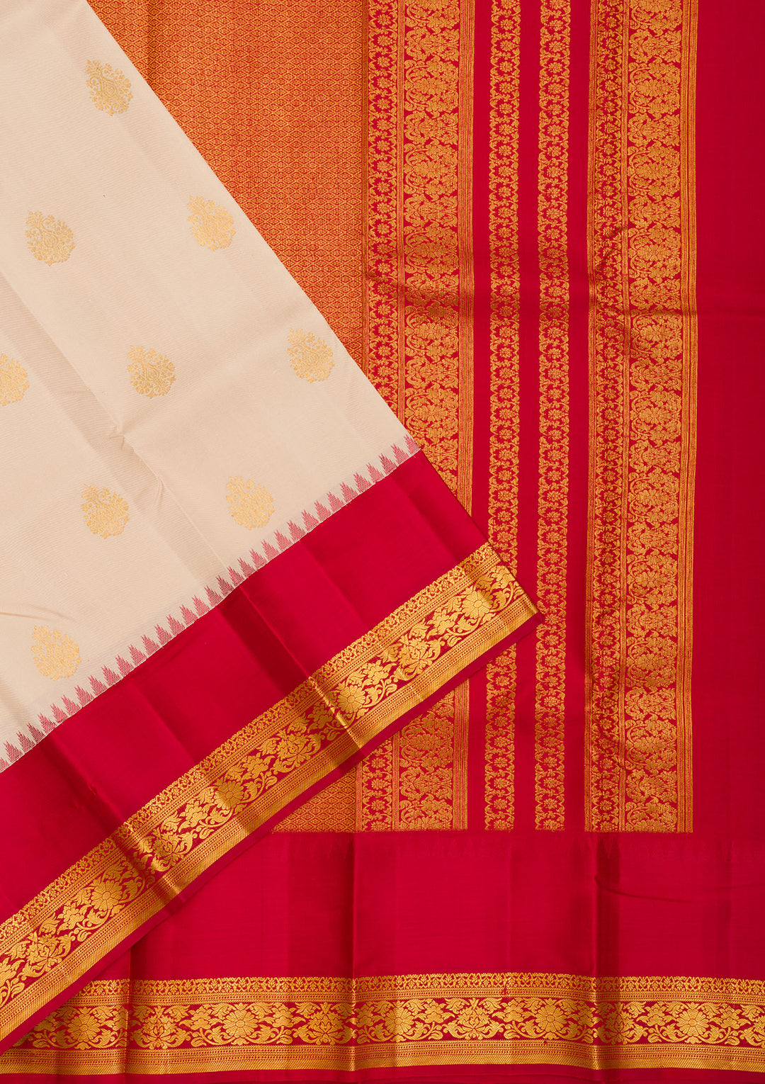 Cream Zariwork Pure Silk Saree