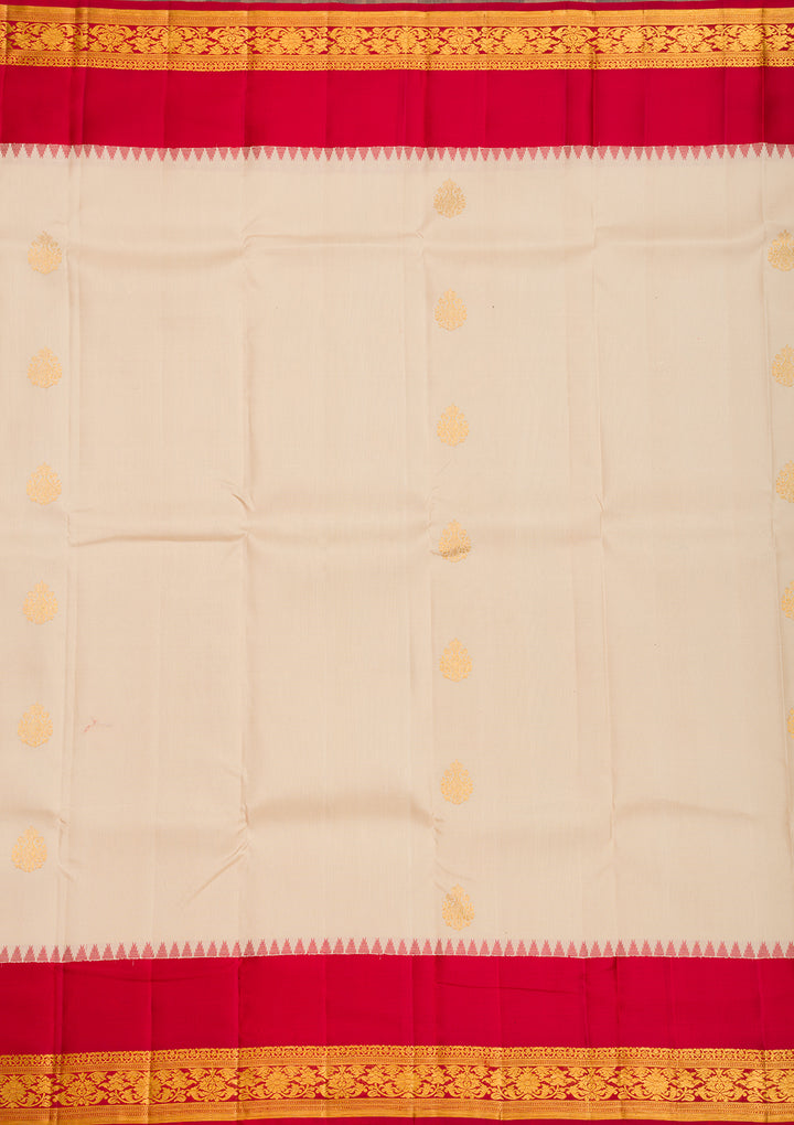 Cream Zariwork Pure Silk Saree