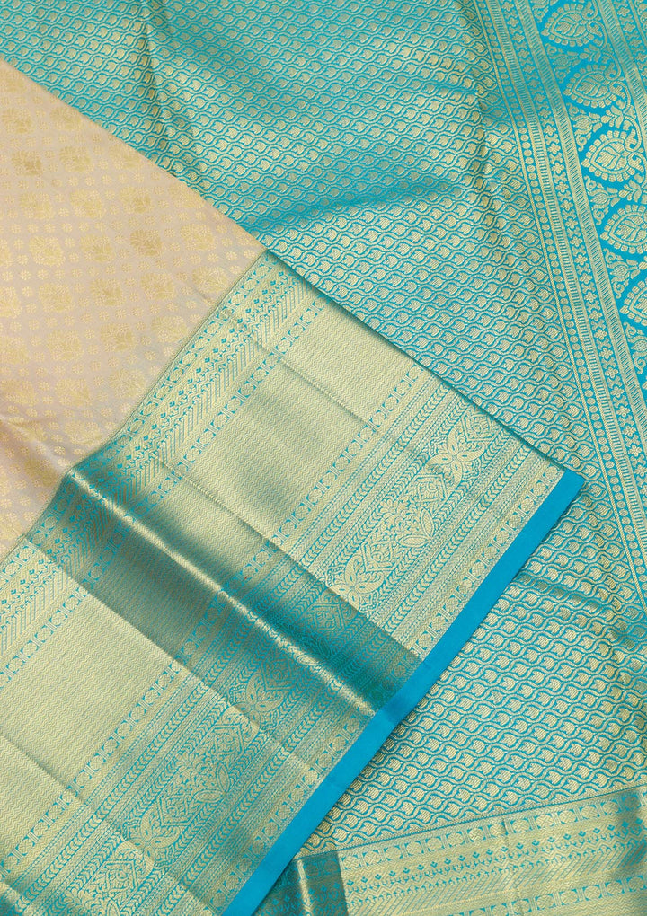 Cream Zariwork Pure Silk Saree