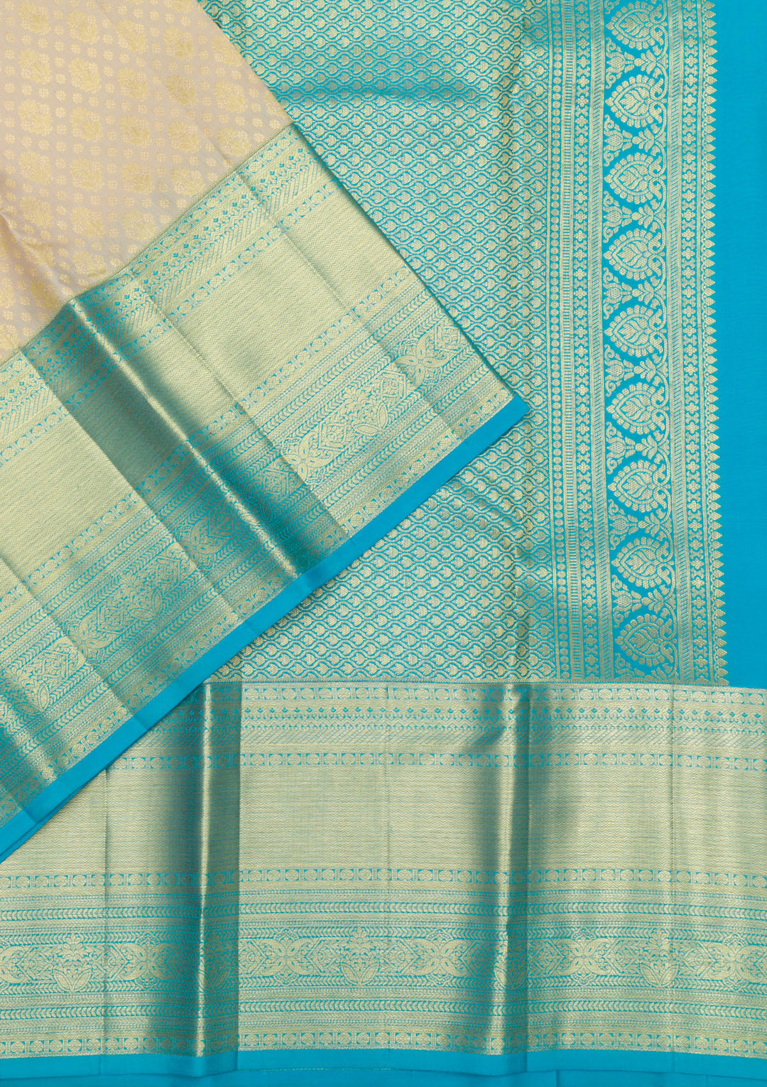 Cream Zariwork Pure Silk Saree