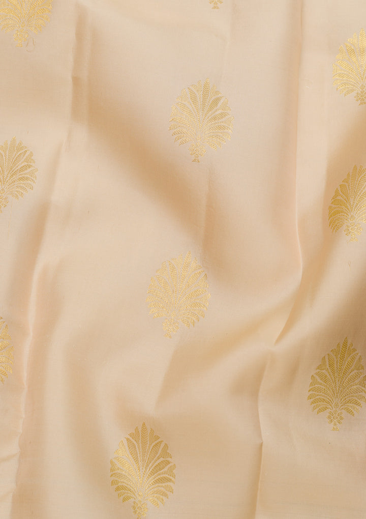Cream Zariwork Banarasi Pure Silk Saree
