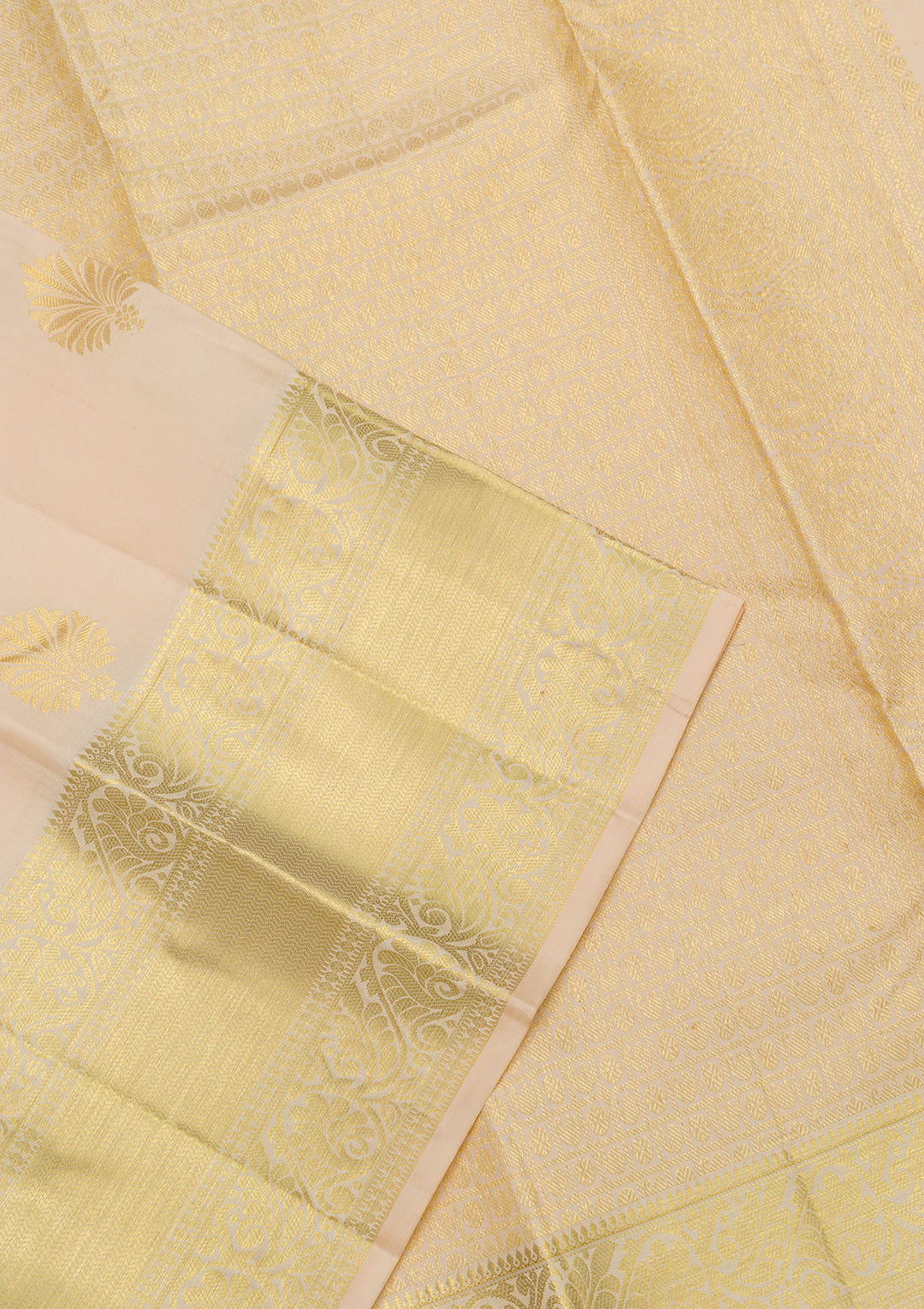 Cream Zariwork Banarasi Pure Silk Saree