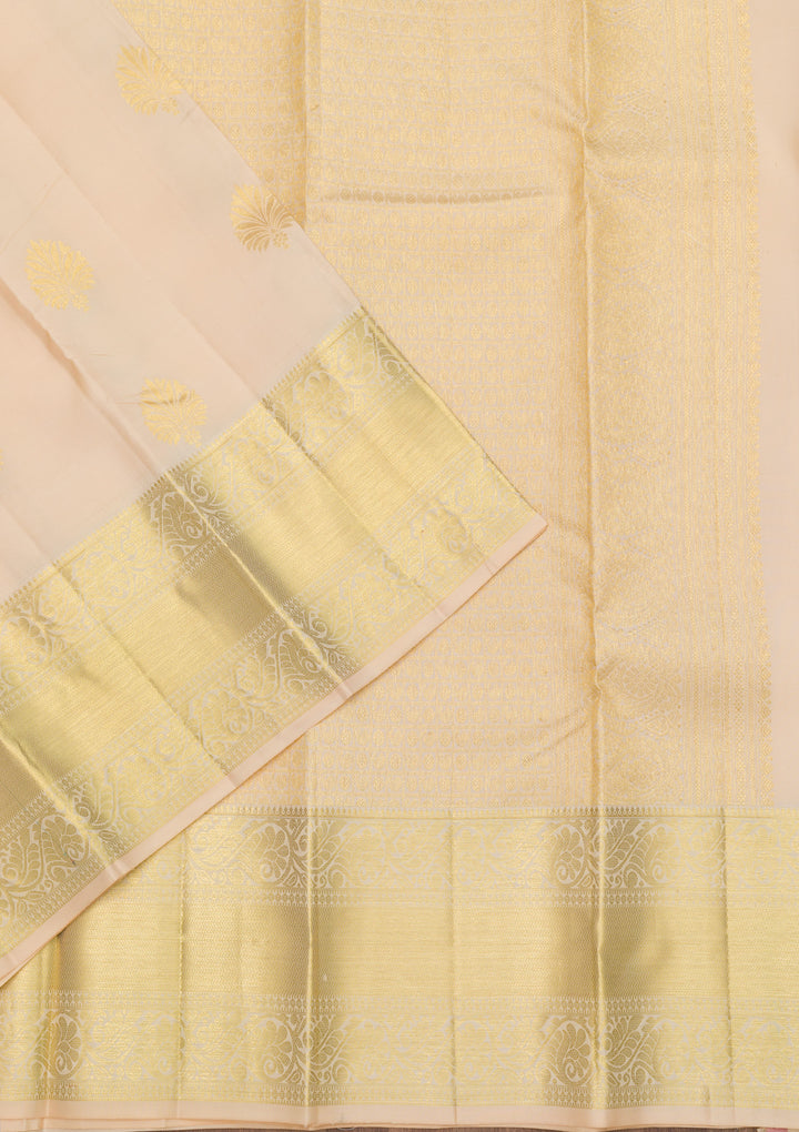 Cream Zariwork Banarasi Pure Silk Saree