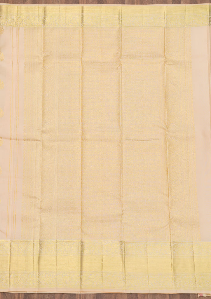 Cream Zariwork Banarasi Pure Silk Saree