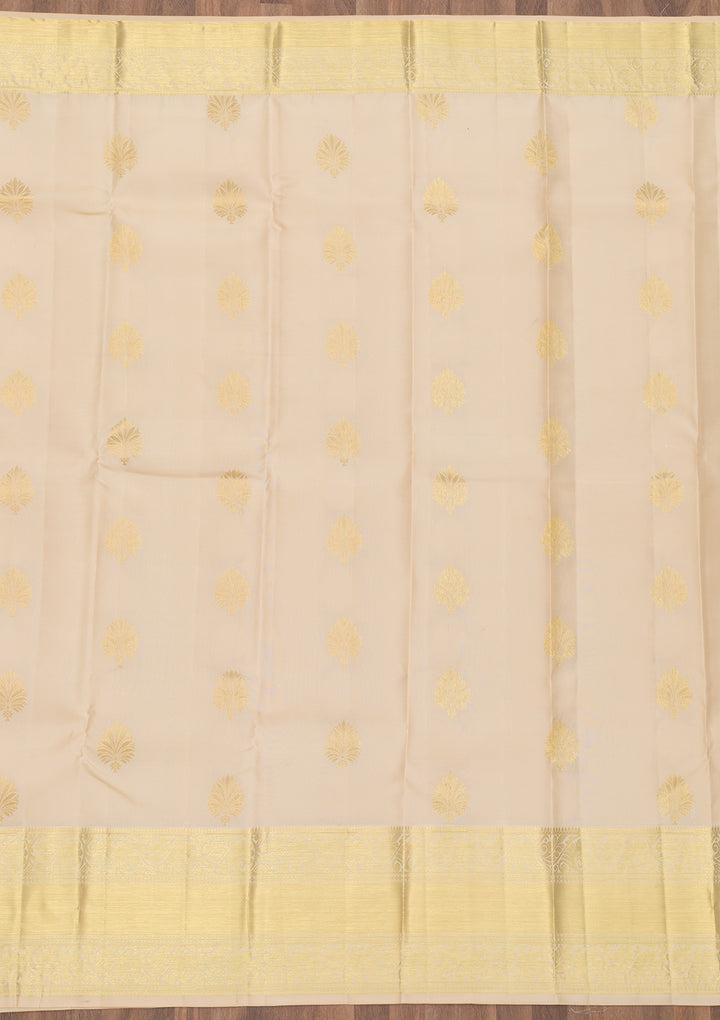 Cream Zariwork Banarasi Pure Silk Saree
