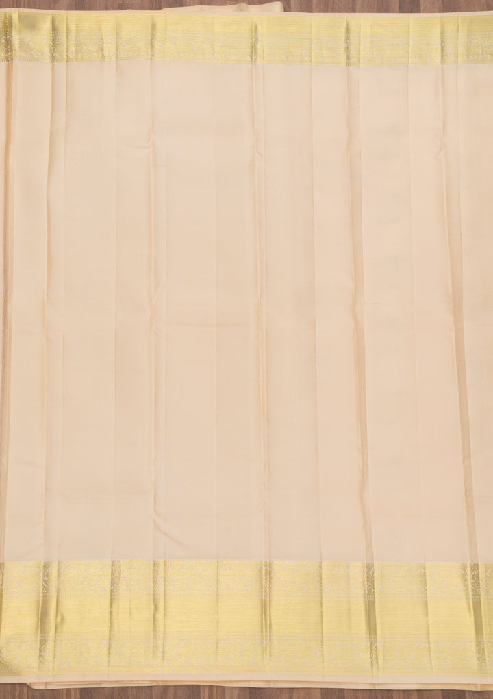 Cream Zariwork Banarasi Pure Silk Saree