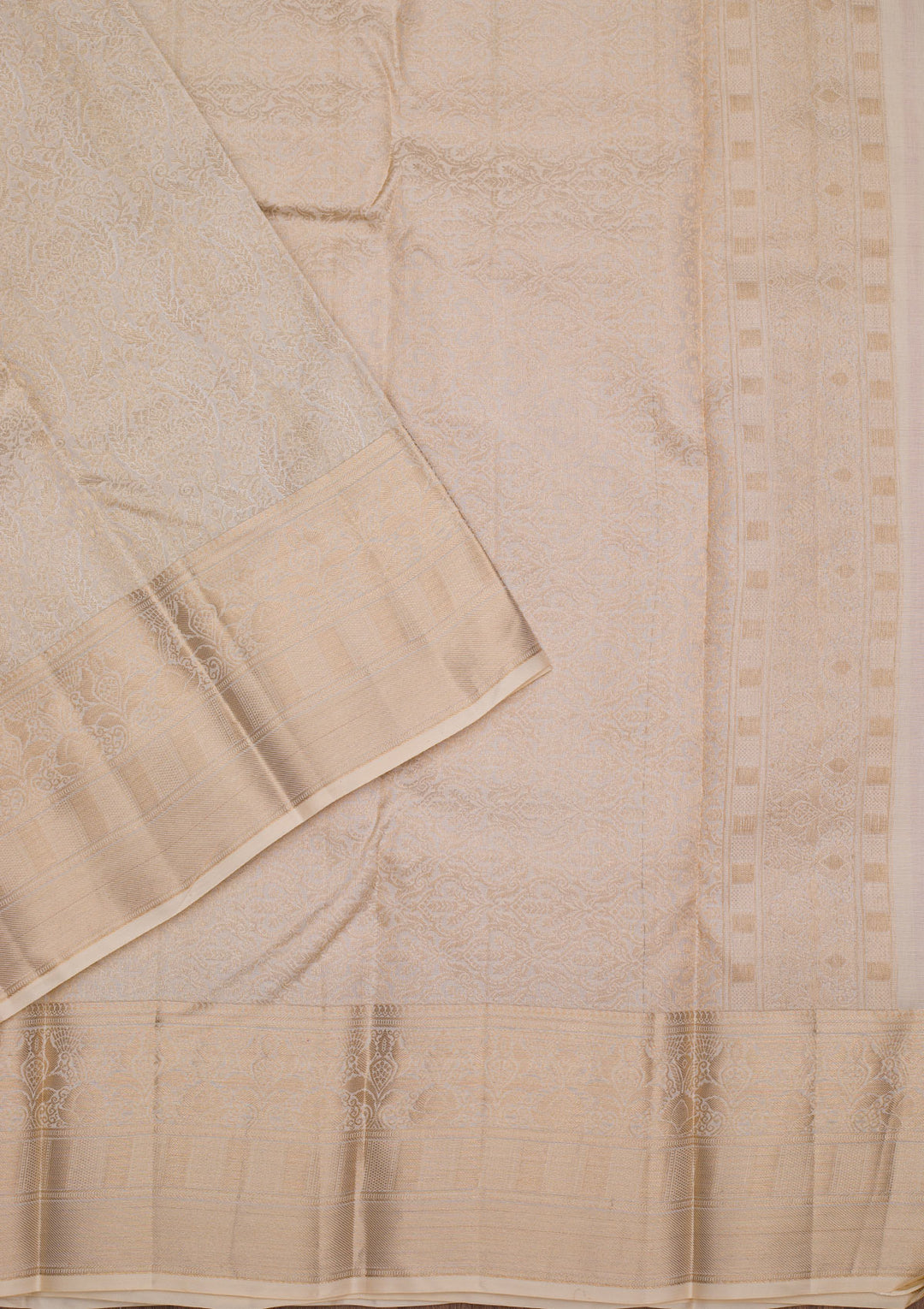 Cream Zariwork Pure Silk Saree