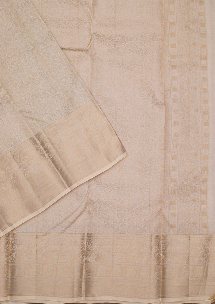 Cream Zariwork Pure Silk Saree