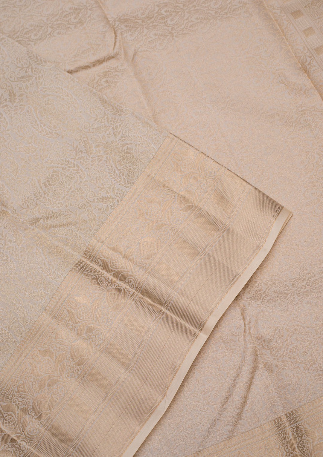 Cream Zariwork Pure Silk Saree