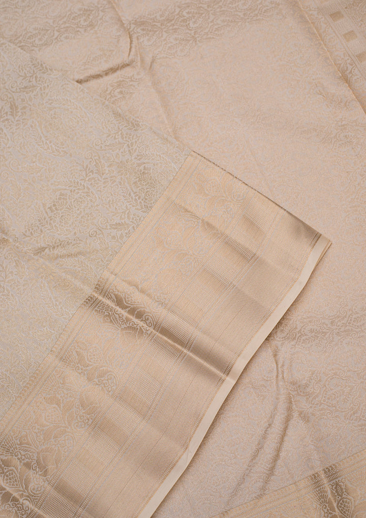 Cream Zariwork Pure Silk Saree