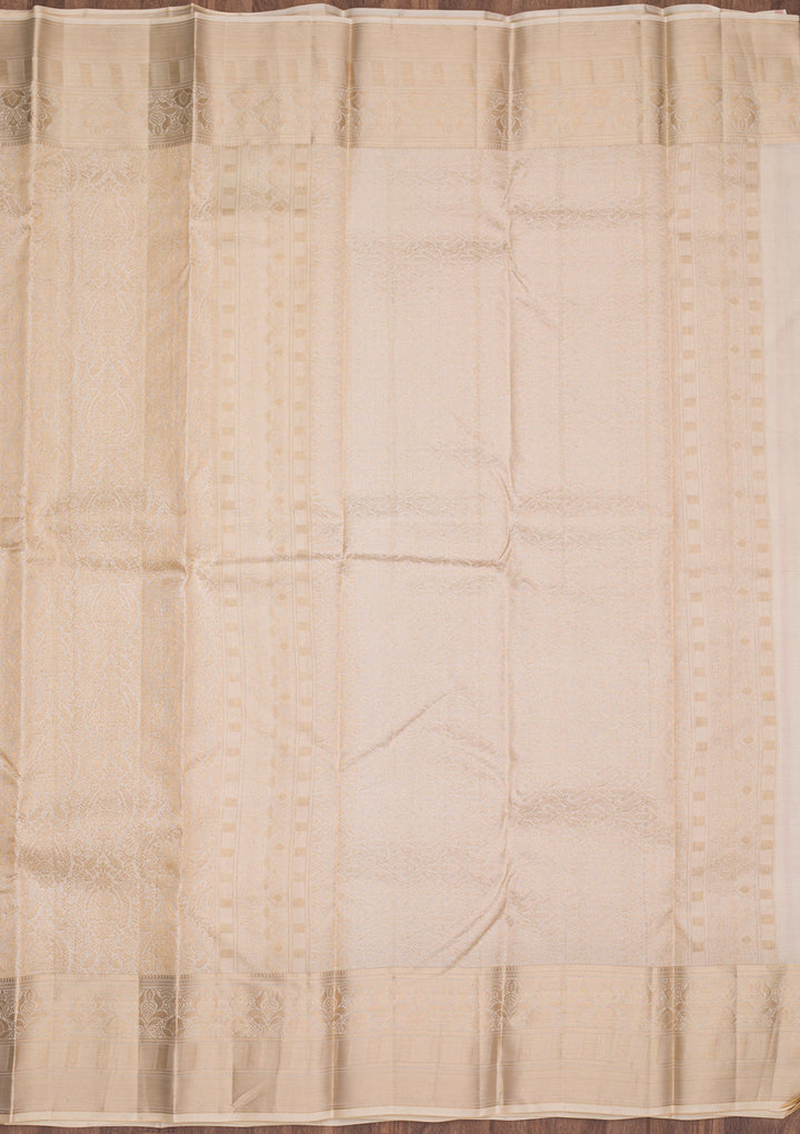 Cream Zariwork Pure Silk Saree