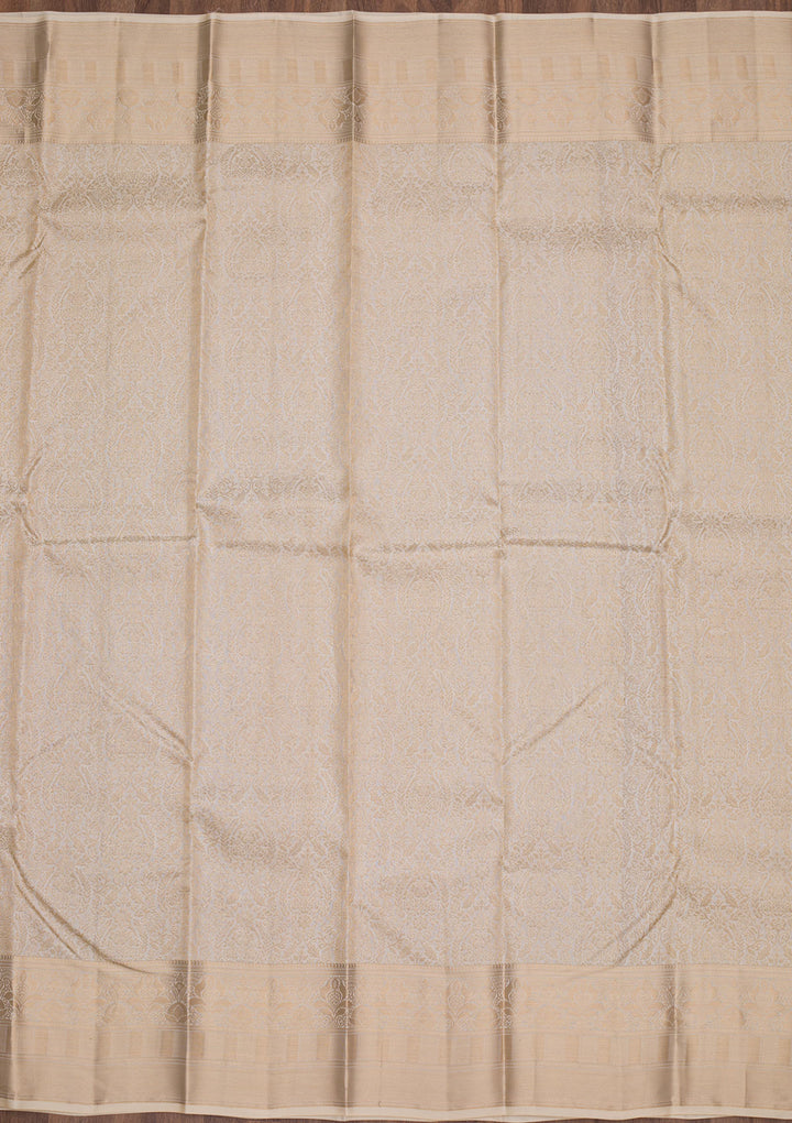 Cream Zariwork Pure Silk Saree