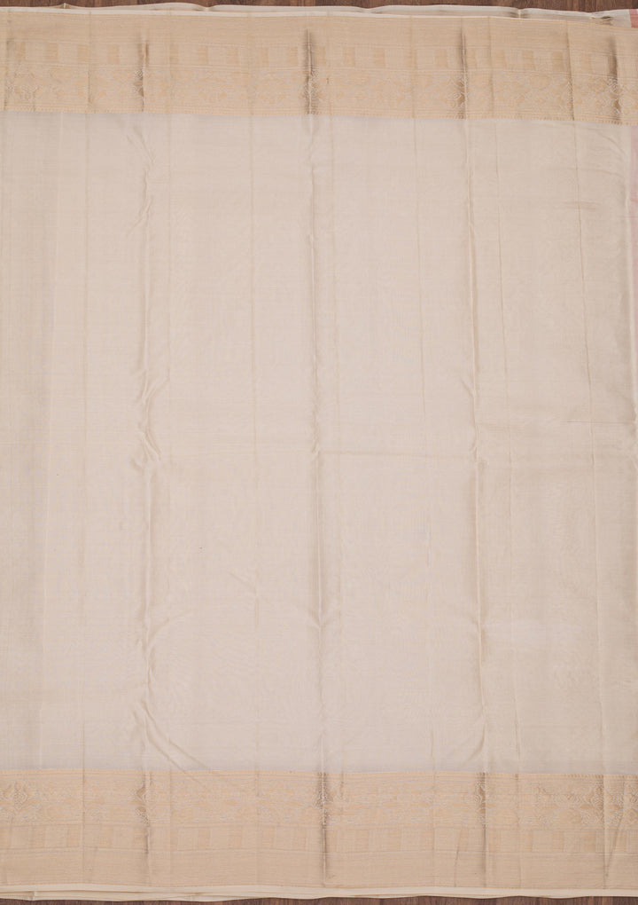 Cream Zariwork Pure Silk Saree